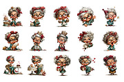 Whimsical old lady birthday clipart, an Illustration by SinaCreation (Thumbnail 2 of 11)