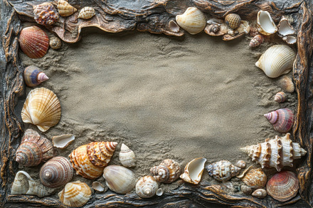 Memory frame adorned with seashells, a Photo by Pavel_design