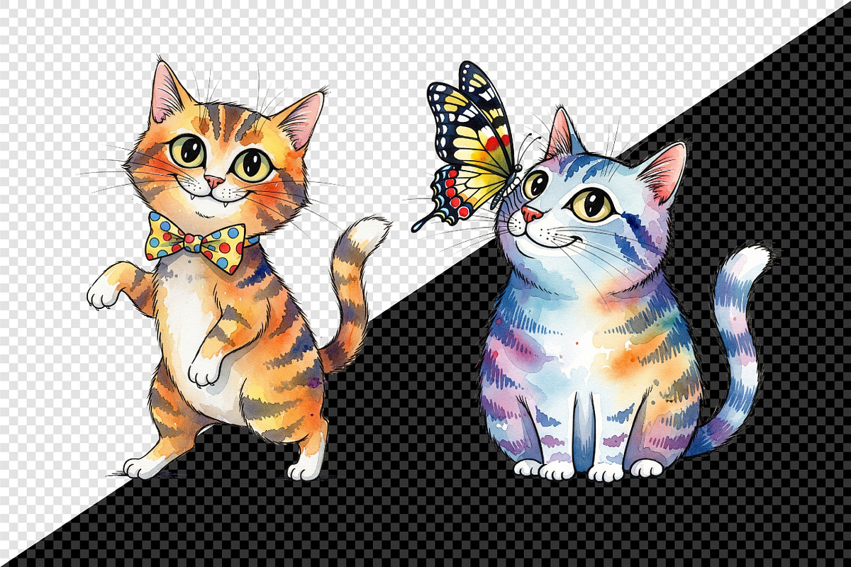 Quirky Cats Sublimation Clipart, an Illustration by Creative Art (Photo 5 of 9)