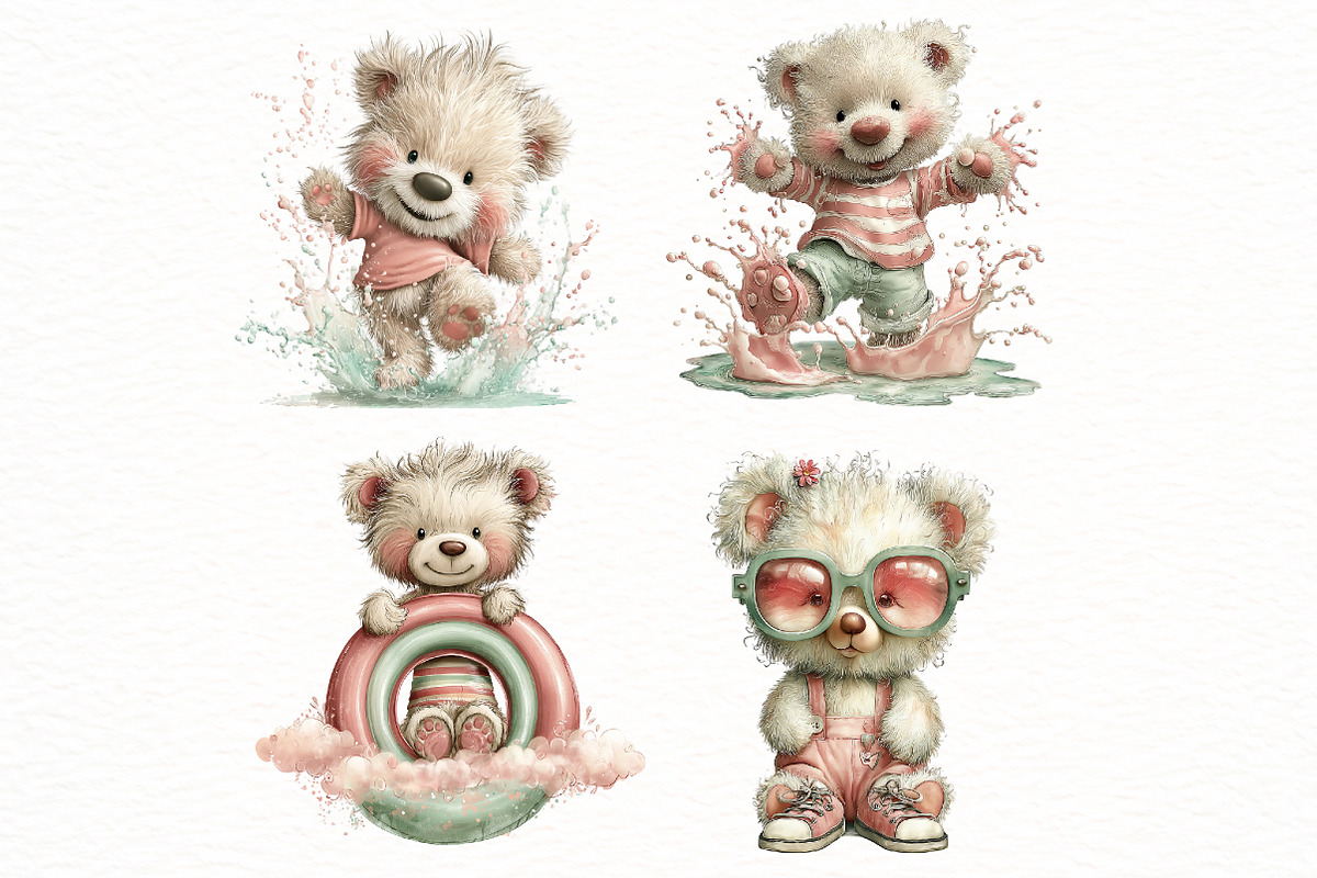 Whimsical Summer teddy bear Clipart, an Illustration by Designworld (Photo 4 of 7)