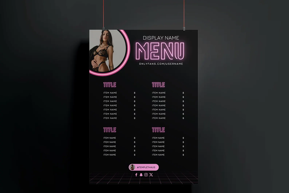 Neon Onlyfans Tip Menu Bundle, a Social Media Template by Defects (Photo 2 of 5)