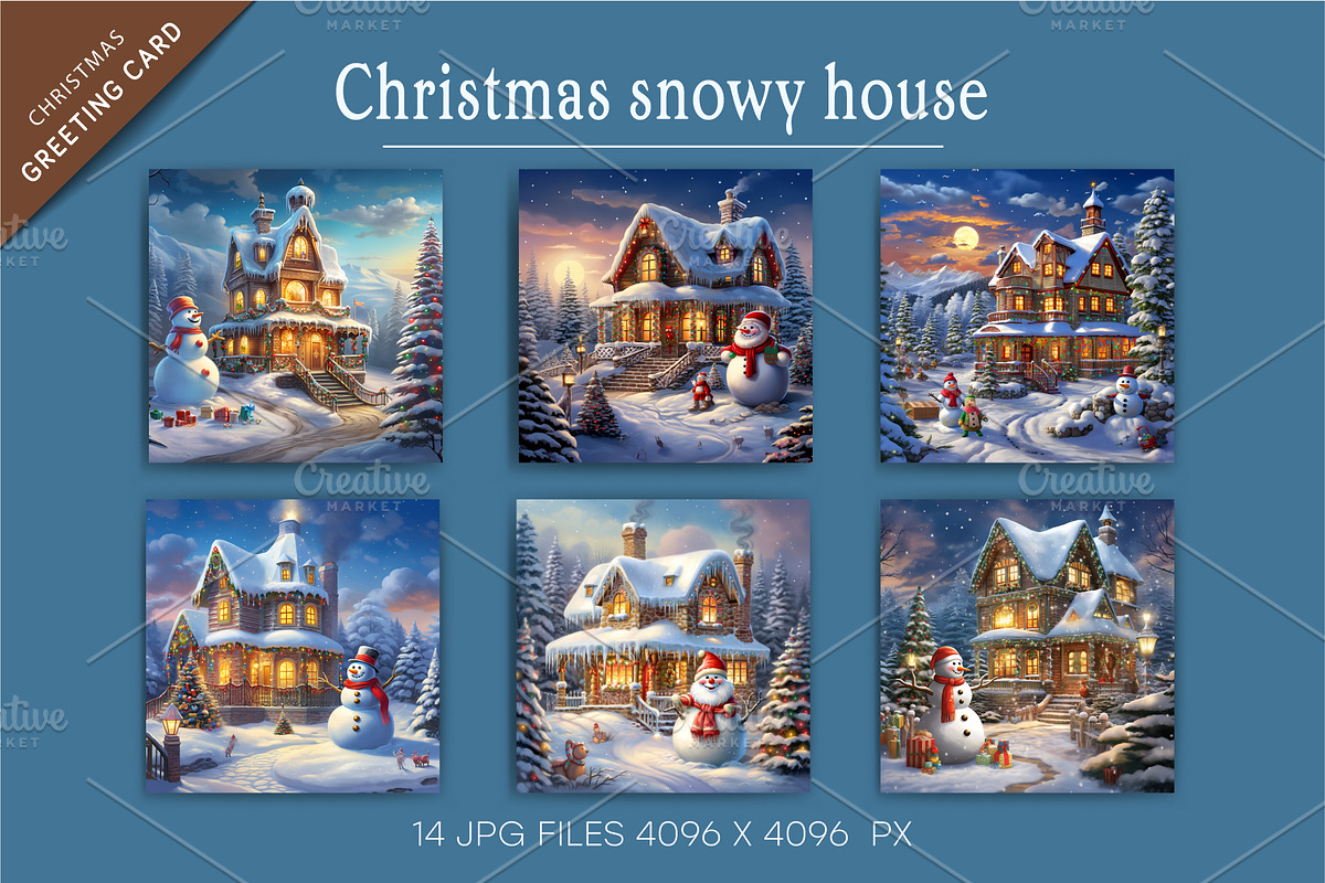 Christmas snowy house. Clipart., a Decorative Illustration by KENO Mascots (Photo 3 of 4)