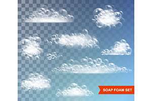 Soap Foam With Bubbles Isolated