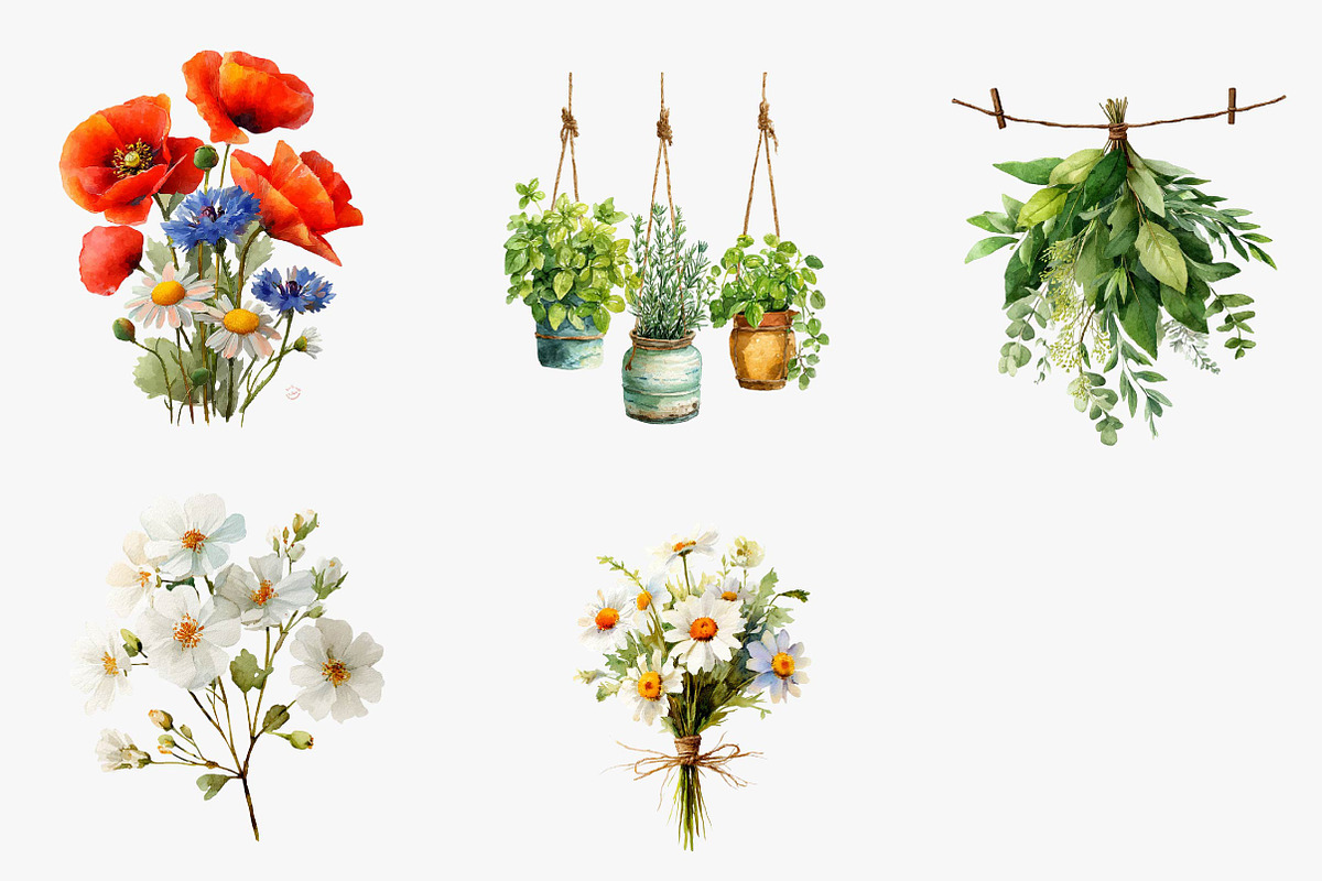 Wildflower Bouquet, Rustic Florals, an Illustration by CreationArt (Photo 2 of 5)