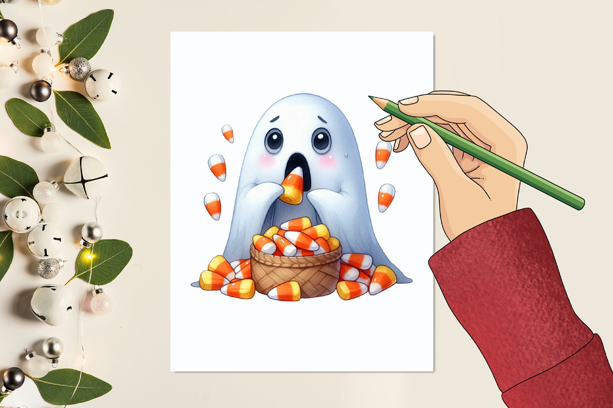 Funny Retro Halloween Ghost Clipart, a Graphic by designcity5 (Photo 4 of 5)