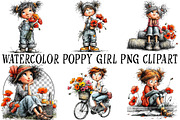 Whimsical Poppy Girl PNG Clipart Set, a Seasonal Illustration by OK Design (Thumbnail 2 of 6)