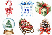 Watercolor Christmas Time Clipart, an Illustration by Craft Nest (Thumbnail 5 of 6)