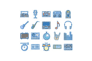 retro music vintage style icons hand, an Object Illustration by pikepicture
