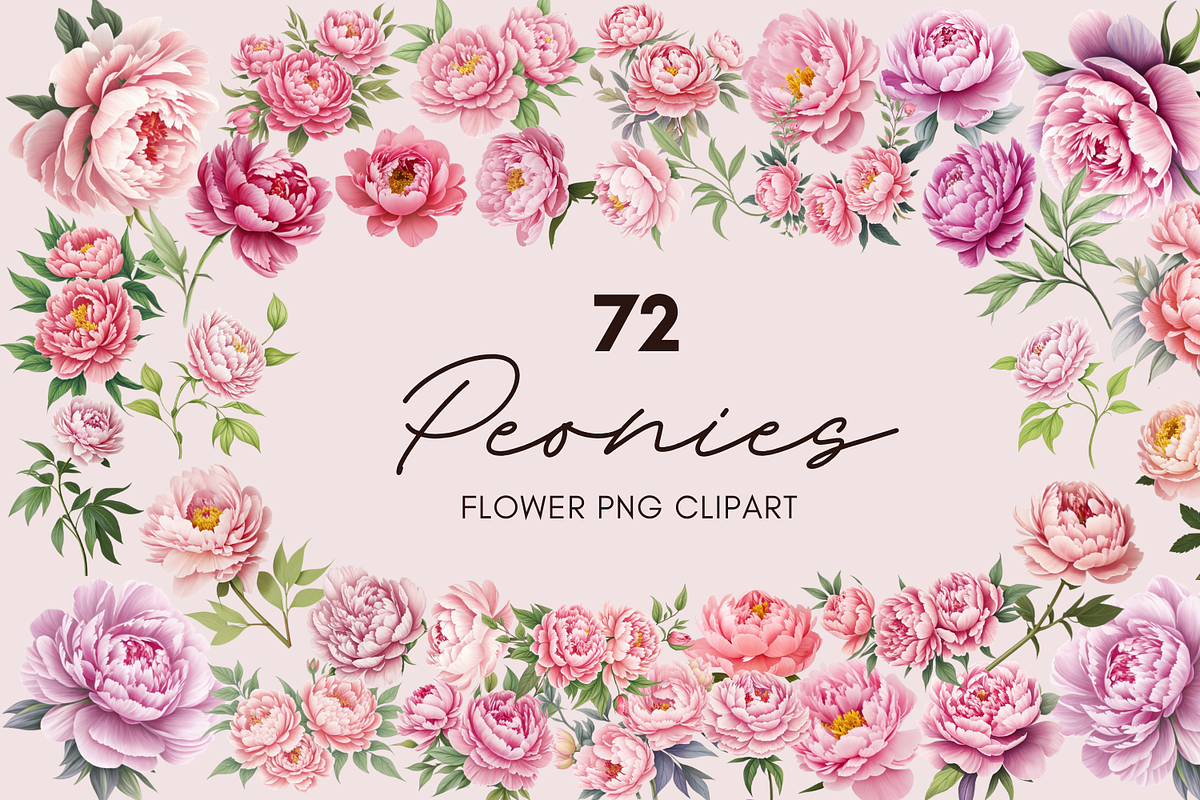 72 Watercolor Peonies Flower Clipart, a Graphic by Graphicspixel (Photo 1 of 10)