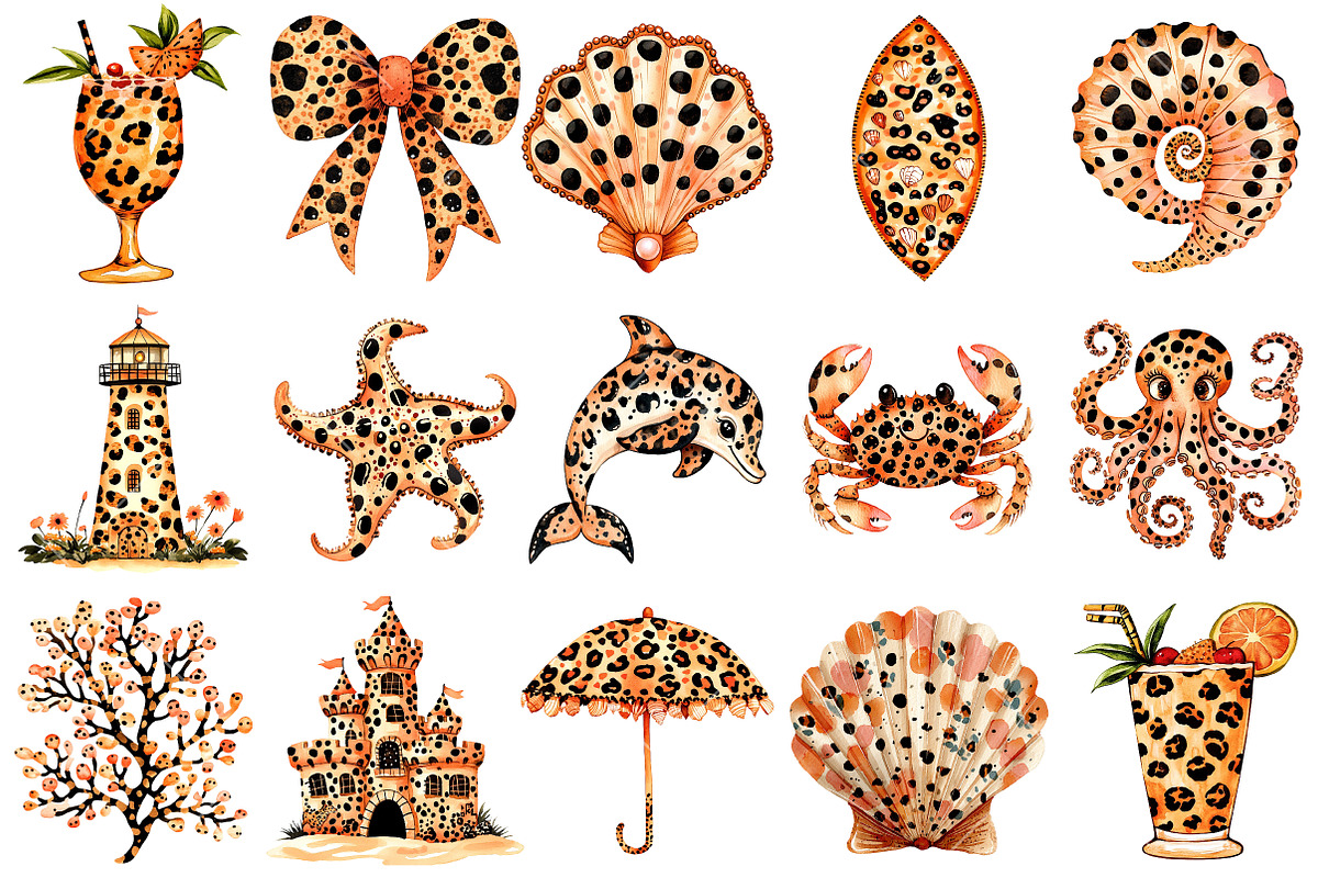 Leopard Coastal Summer Clipart PNG, an Illustration by OK Design (Photo 3 of 6)
