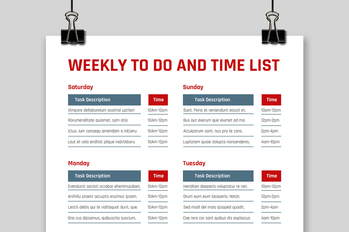 Weekly Planner And Time List, a Stationery Template by MightyDesign (Photo 2 of 8)