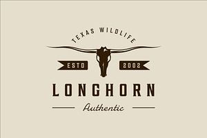 Longhorn Texas Logo Vector Vintage