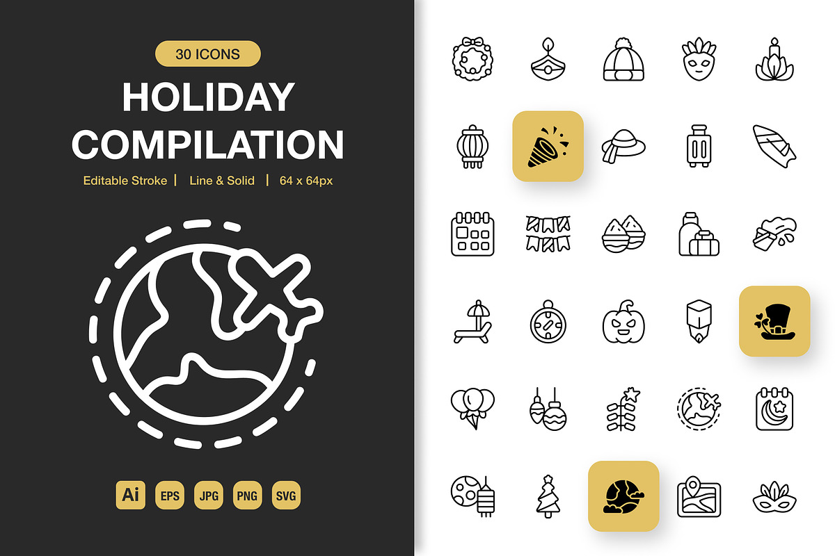 Holiday Compilation Icons, an Icon by Spacepixel Creative (Photo 1 of 3)