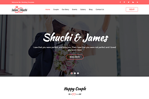 James & Shuchi Wedding HTML Template, a Bootstrap Template by HasThemes