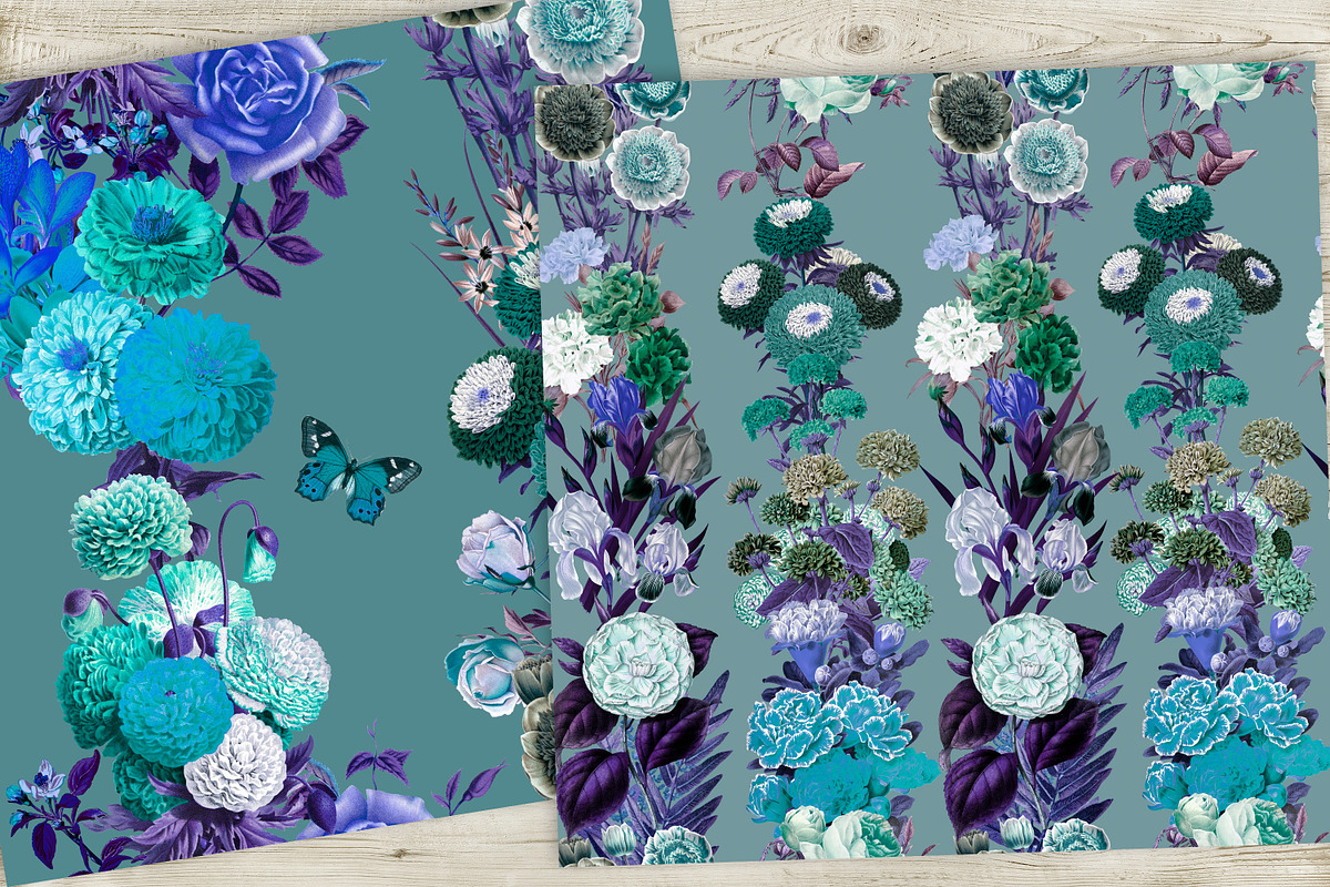 Blue vintage seamless patterns, a Pattern Graphic by NastiaDesignsPrints (Photo 2 of 10)