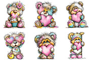 Whimsical Teddy Bear Valentine Clipa, an Illustration by CraftArtStudio (Thumbnail 5 of 6)