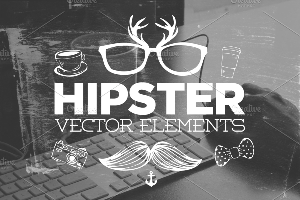 30 Handsketched Hipster Vectors, an Illustration by Layerform Design Co. (Photo 1 of 3)