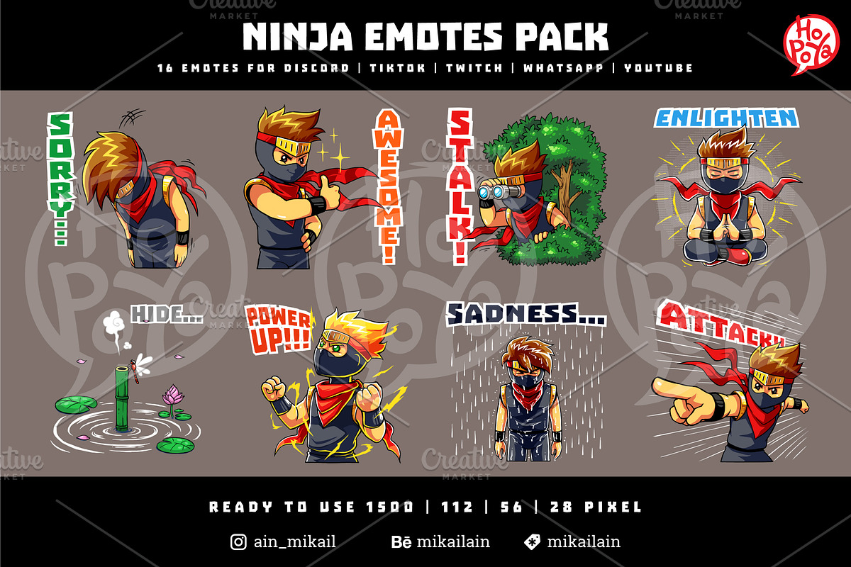 NINJA EMOTES PACK, an Emoji Icon by mikailain (Photo 2 of 2)