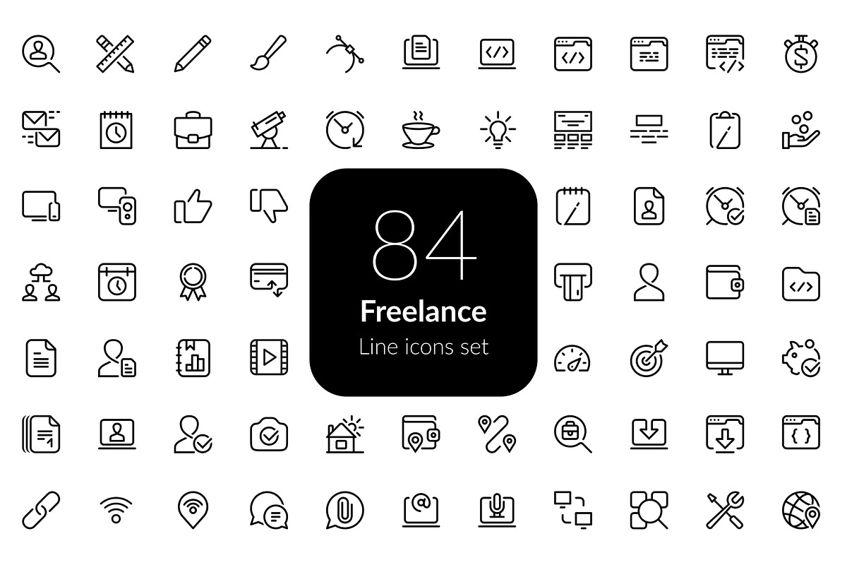 Freelance icons set, an Outline Icon by AIWD (Photo 1 of 2)