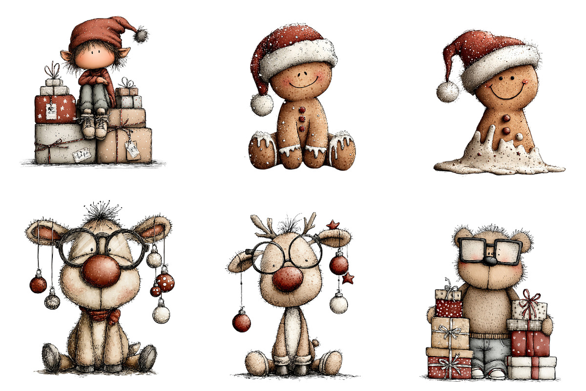 Funny Quirky Watercolor Christmas, an Illustration by CreationArt (Photo 3 of 5)