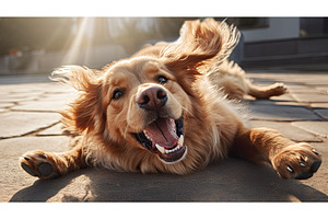 command dog rolling over ai, an Animal Photo by pikepicture