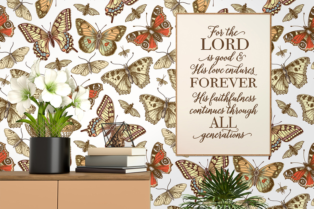 Seamless Butterflies Moth insects, a Pattern Graphic by Vintage (Photo 7 of 13)
