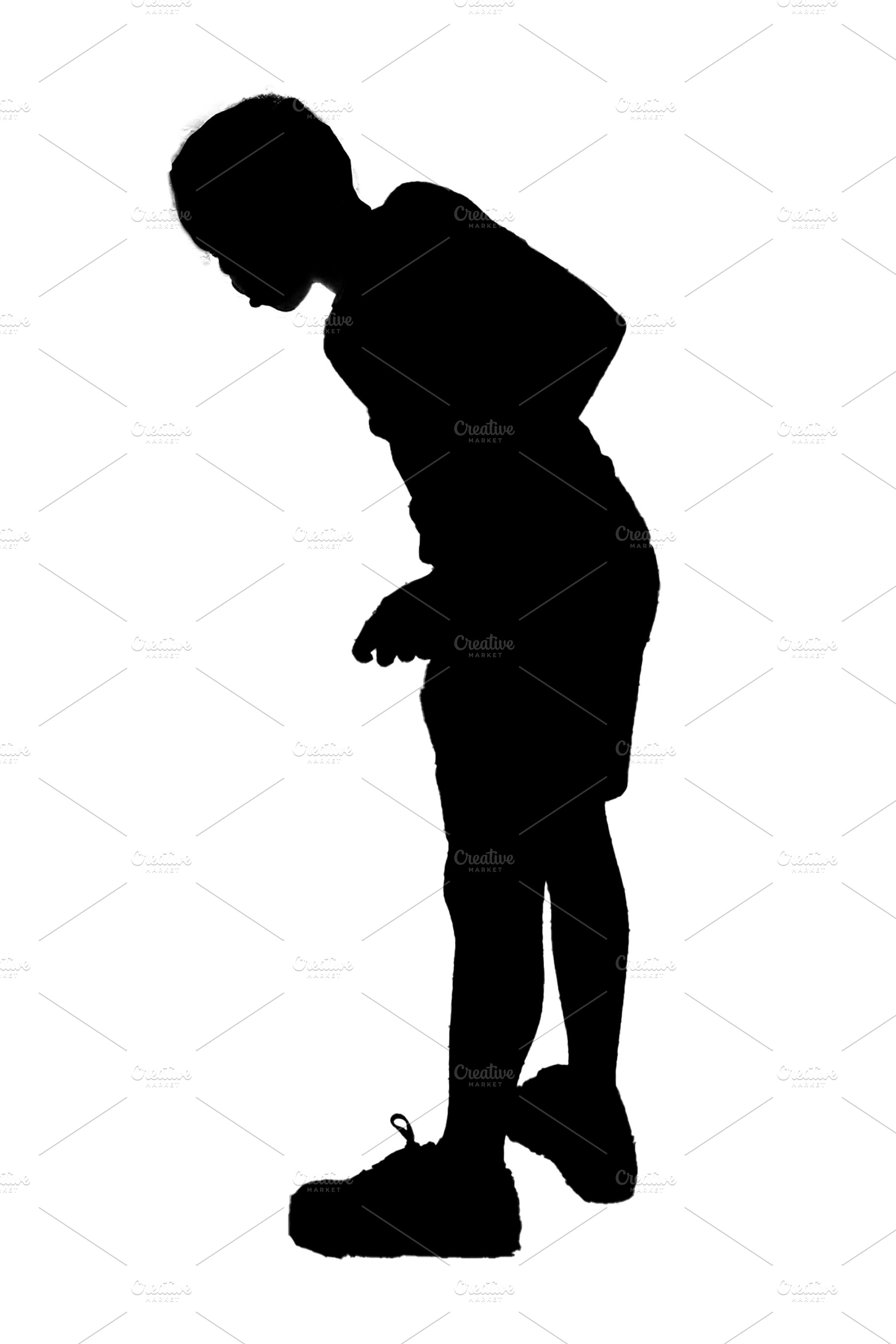 Boy slightly tilting your back isolated silhouette, a Photo by DanFLCreativo