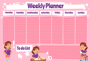 Weekly Planner For Kid. School Calen