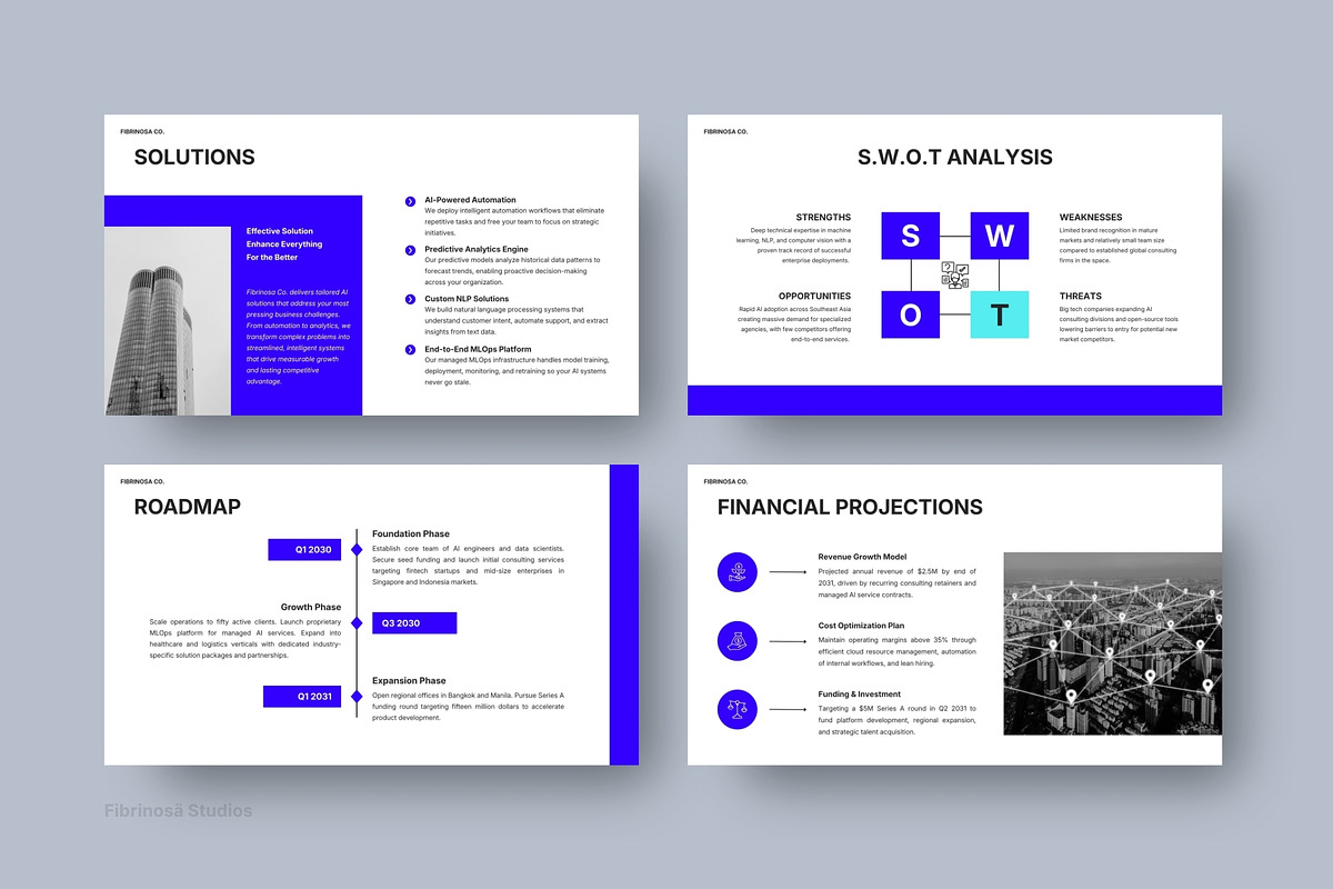 Corporate AI Company Pitch Deck, a Presentation Template by FIBRINOSÄ (Photo 6 of 7)