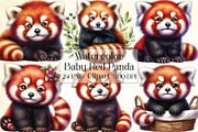 Watercolor Baby Red Panda Clipart, an Illustration by CraftArtStudio (Thumbnail 1 of 3)