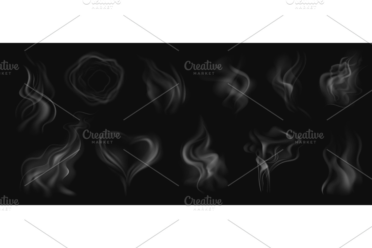Realistic smoke. White steam, smoke, an Illustration by Frogella