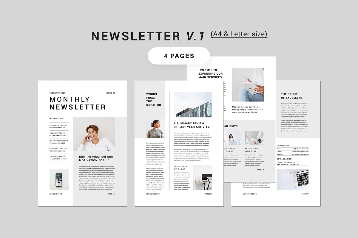 Newsletter Bundle | MS Word & Indd, a Magazine Template by Leaflove (Photo 2 of 10)