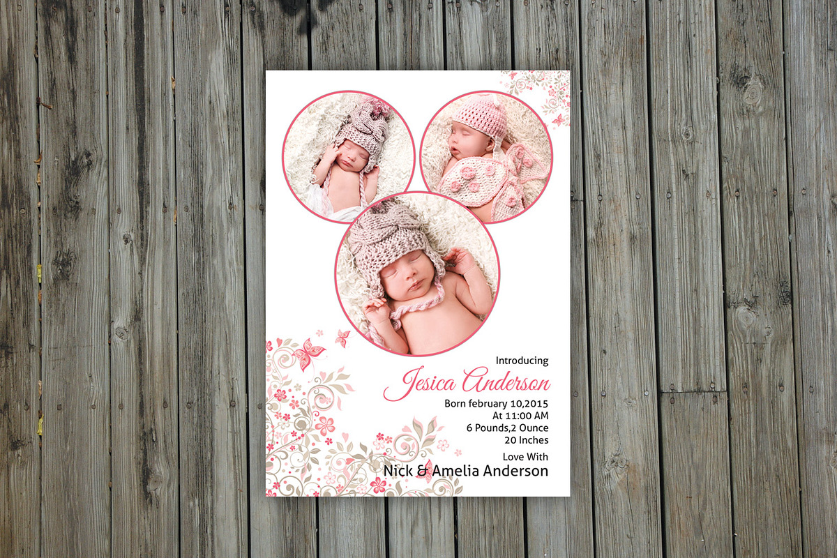 Birth Announcement Template-V09, a Card Template by Template Shop (Photo 2 of 3)