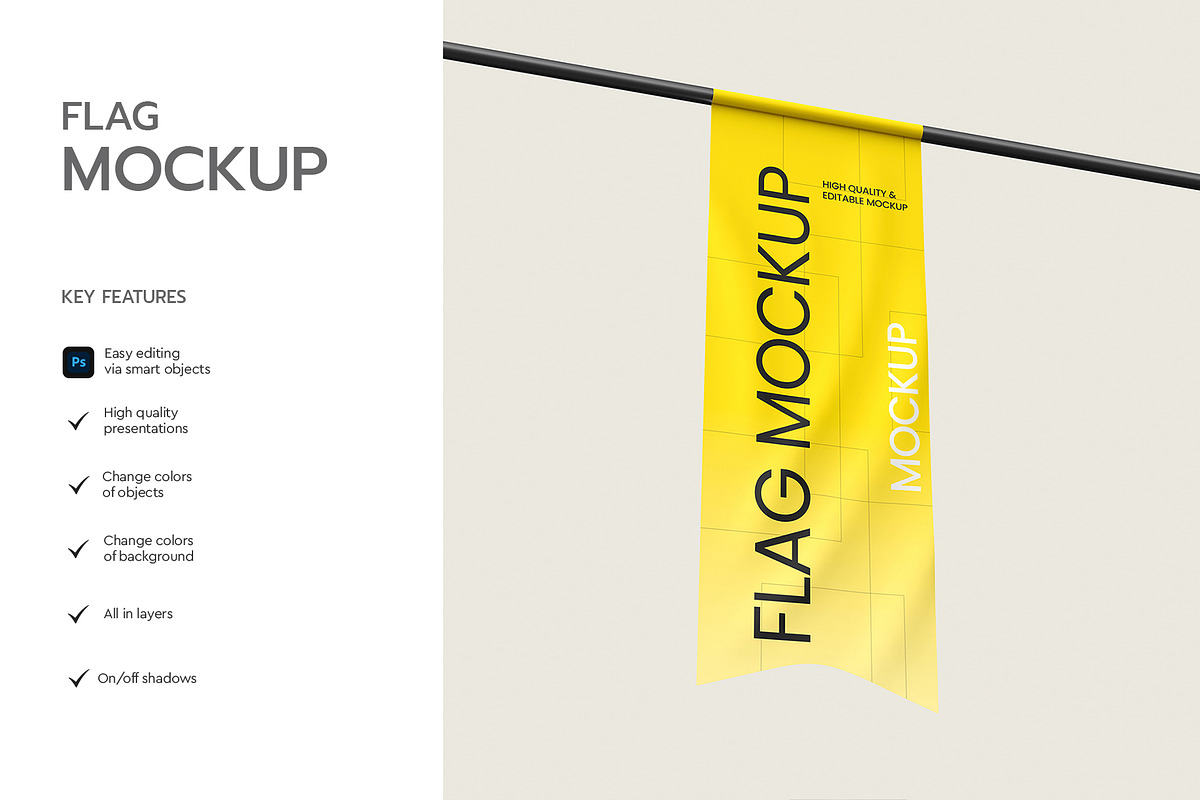 Realistic Hanging Flag Mockup, an Advertising Mockup by graphypix (Photo 2 of 4)