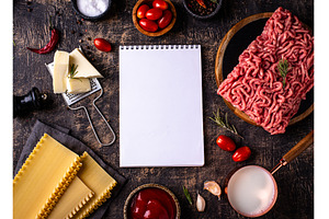 Ingredients for cooking lasagna, a Food & Drink Photo by Yulia Furman