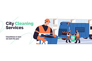 City cleaning service scene + banner, a Person Illustration by PaperTrident (Thumbnail 2 of 2)