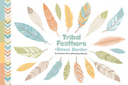 Vintage Feathers Vector Clipart, an Illustration by Amanda Ilkov (Thumbnail 1 of 4)