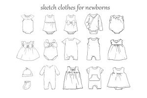 Sketch of clothes for newborns(girl)