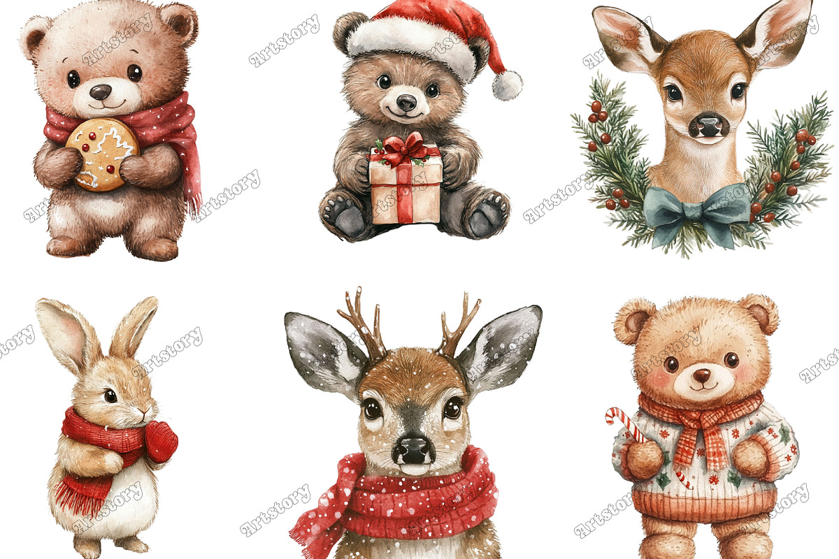 Christmas Woodland Cute Animals Fair, an Illustration by designcity5 (Photo 3 of 5)