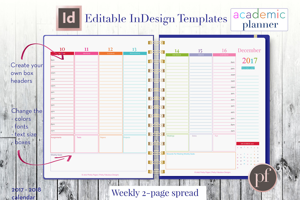 Academic Planner | InDesign Template, a Stationery Template by Planner Templates (Photo 6 of 11)