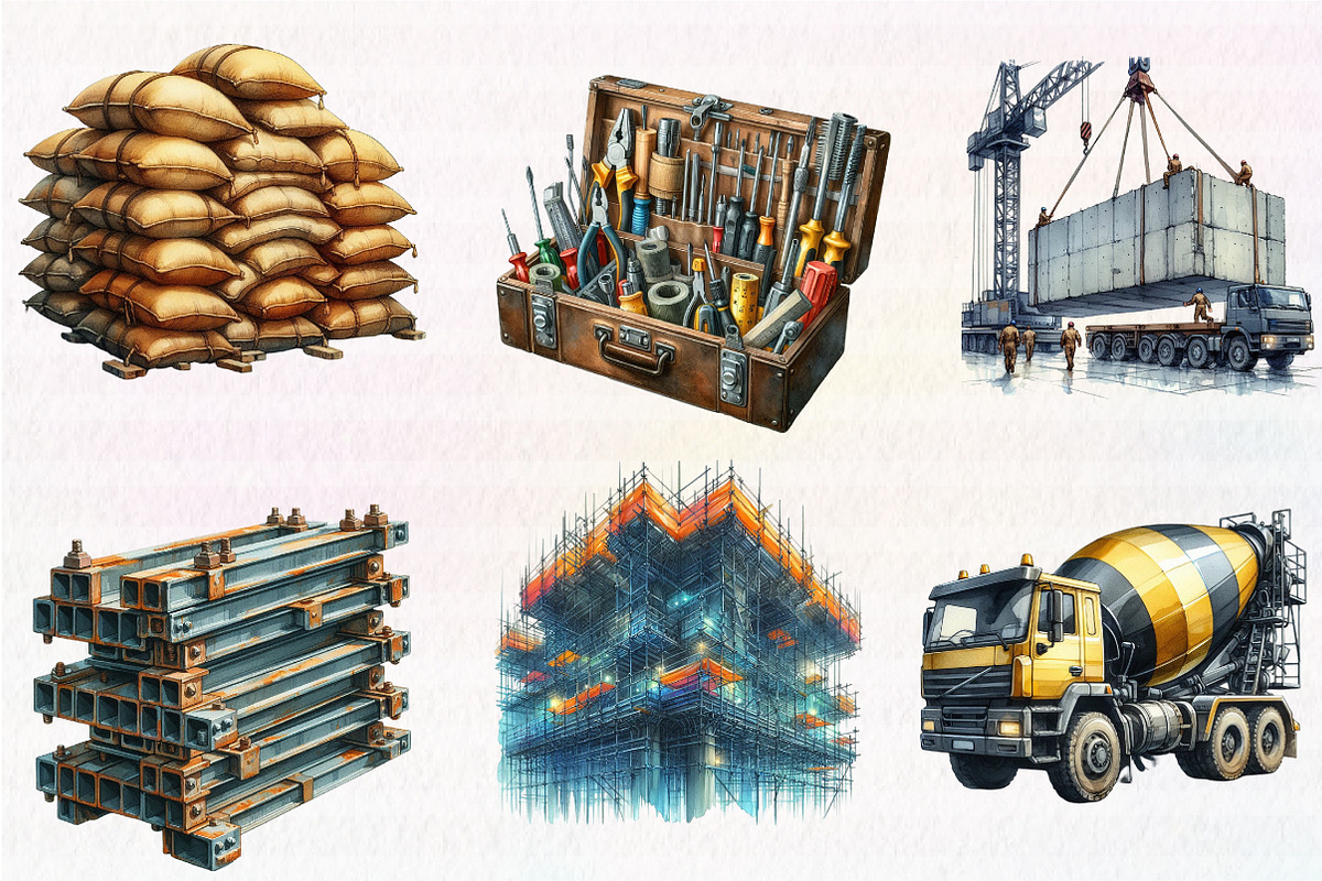 Construction Site Watercolor, an Illustration by CreationArt (Photo 5 of 5)