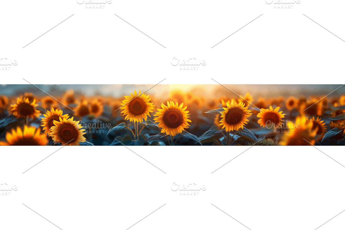 Sunflower Field Glowing in Warm, an Object Illustration by AlexArt