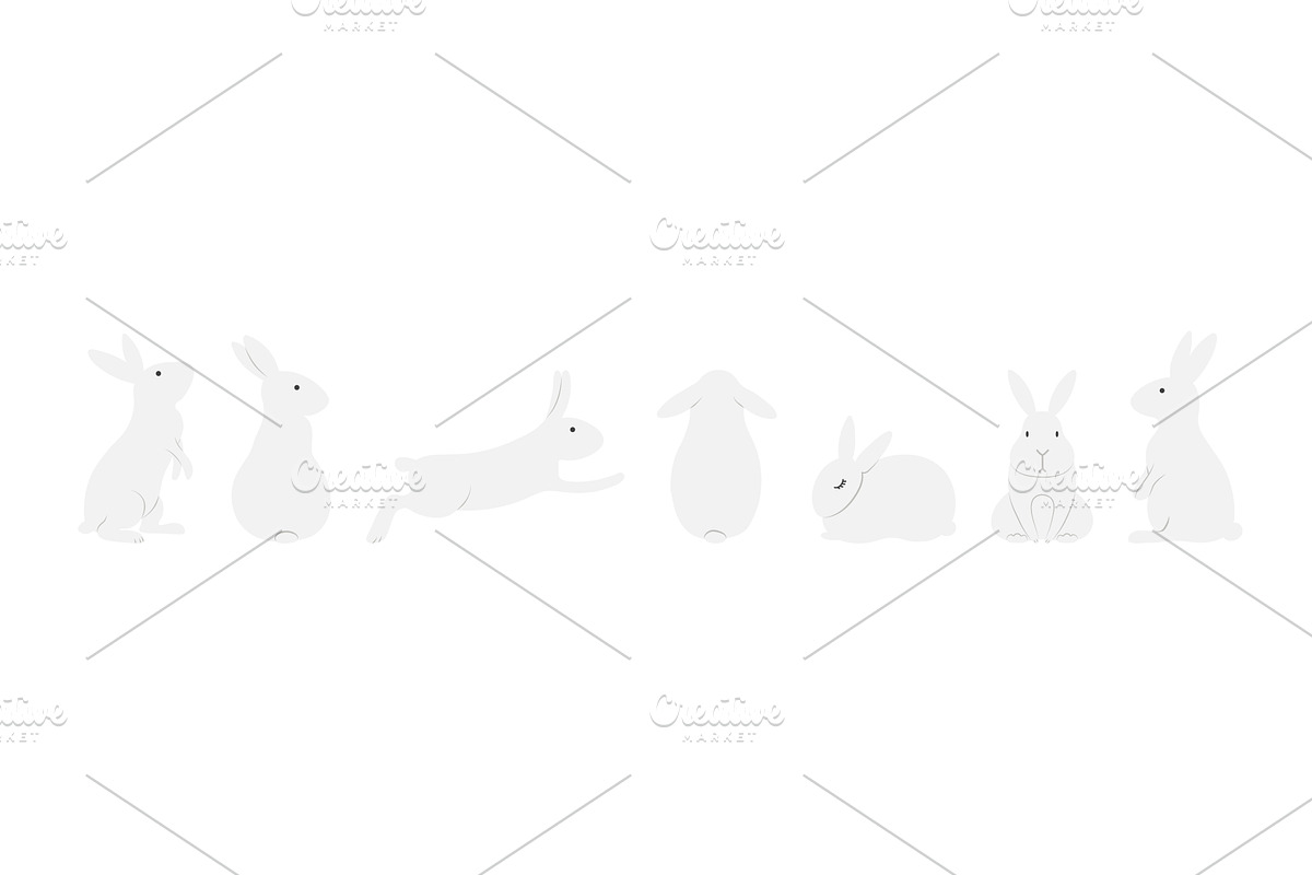 Cute Easter bunnies horizontal, an Animal Illustration by sceptical cactus