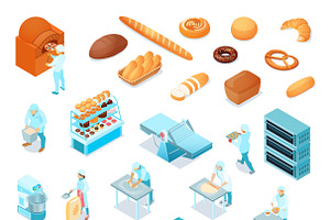 Isometric Bakery Icons Set