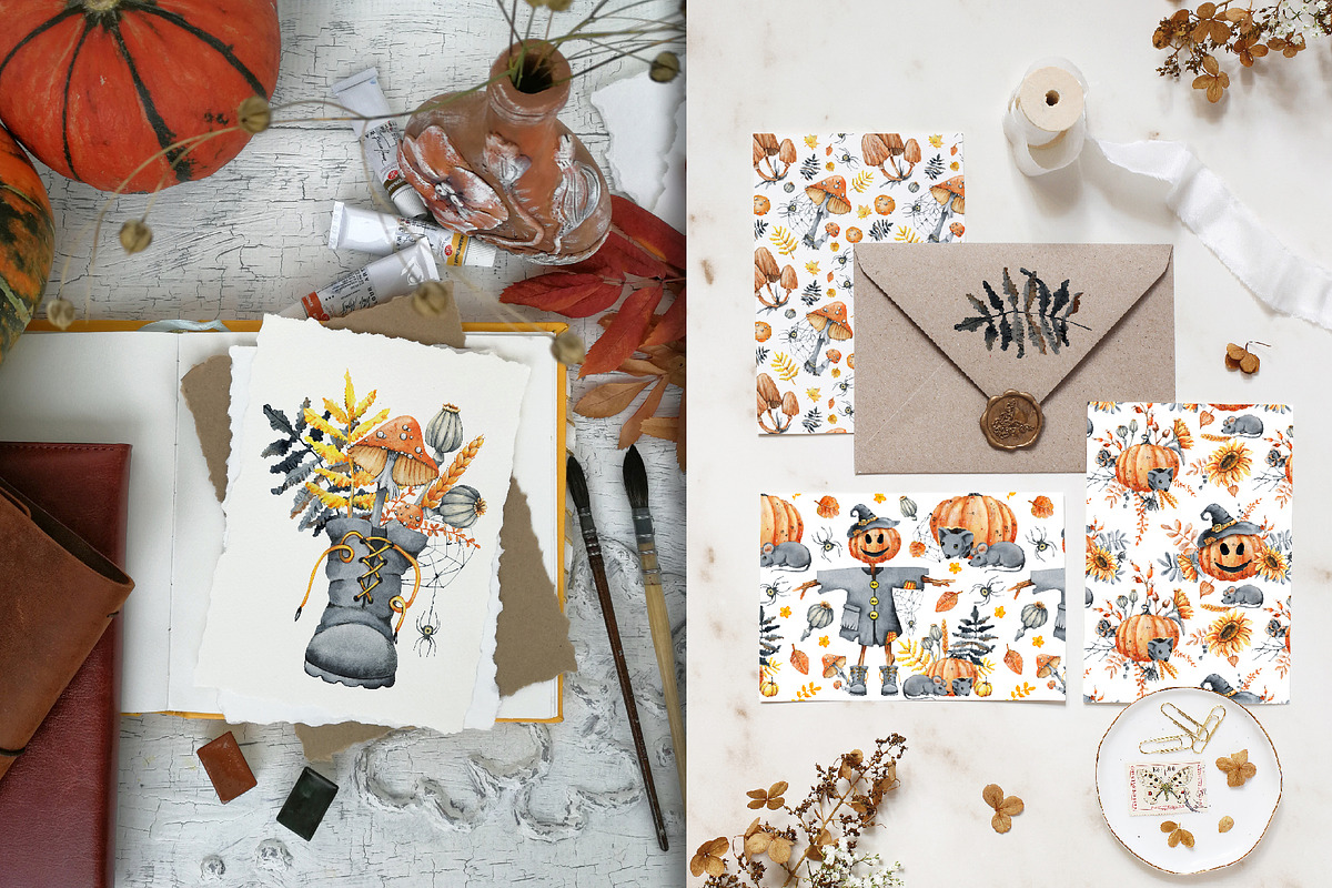 Happy Halloween watercolor clipart, an Illustration by Artmanata (Photo 12 of 22)