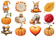 Watercolor Crochet Autumn Clipart, an Illustration by Dream Creation (Thumbnail 2 of 4)