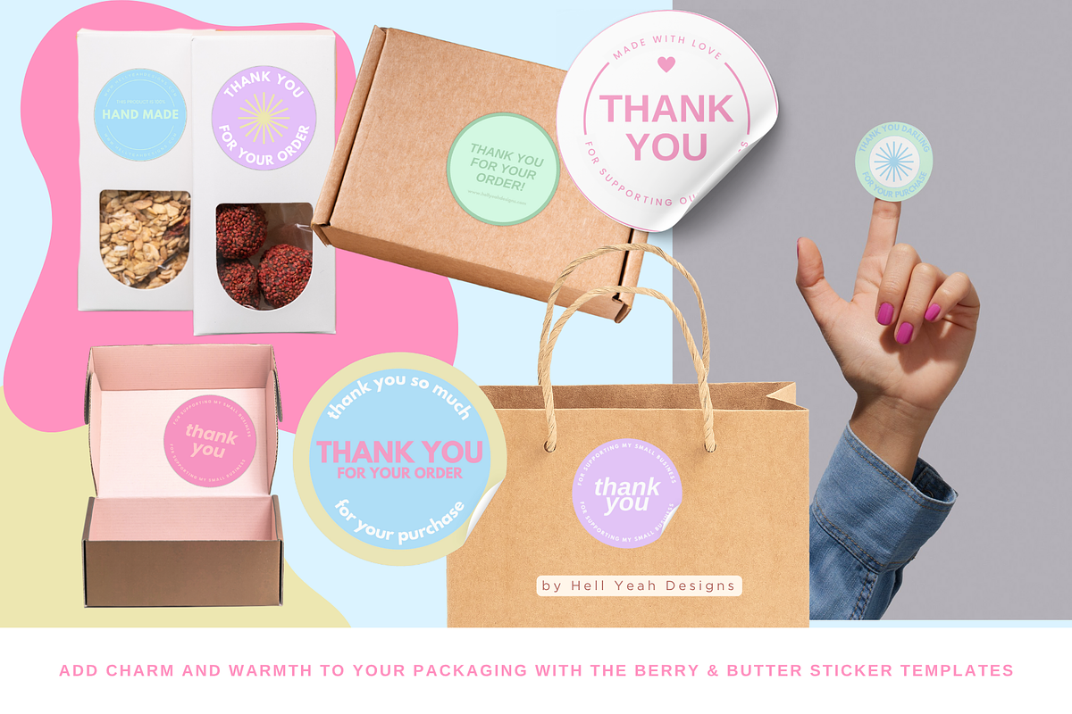 Pretty Pop Round Sticker Templates, a Stationery Template by Hell Yeah Designs (Photo 2 of 7)