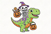 Halloween Skeleton Mummy T Rex Fall, an Illustration by CraftArtStudio (Thumbnail 1 of 4)