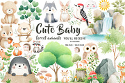 Cute Baby Forest Animals Clipart, an Illustration by CreationArt (Thumbnail 1 of 5)