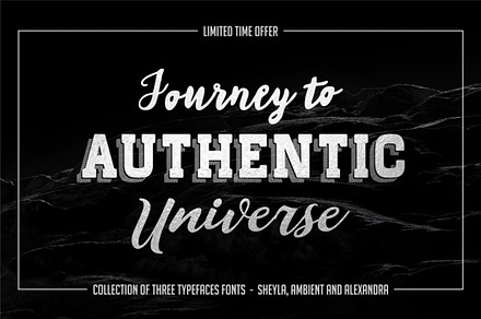 3in1 font Sheyla, Ambient, Alexandra, a Serif Font by Vintage Font Lab